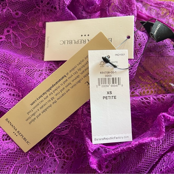 Banana republic purple high neck lace peplum top XS petite - Picture 9 of 14